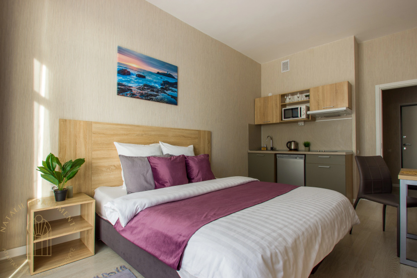 Апартаменты Студия Natalie Apartments Пулковское шоссе 14с6 — забронировать отель в Санкт-Петербурге