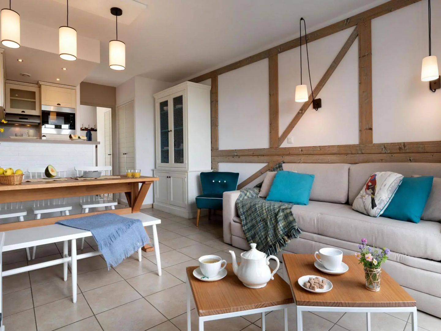 terraced house in Résidence & Spa with common pool and sauna, Houlgate