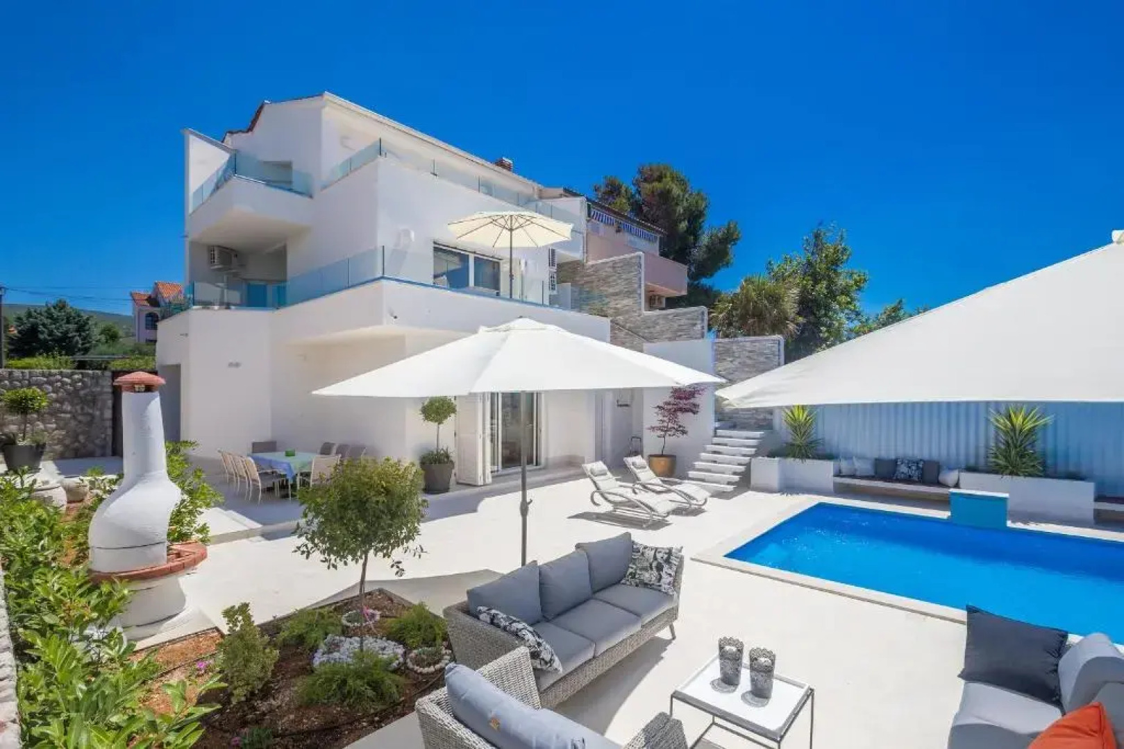 Luxury villa Punat with pool with sea view , 50m from the beach