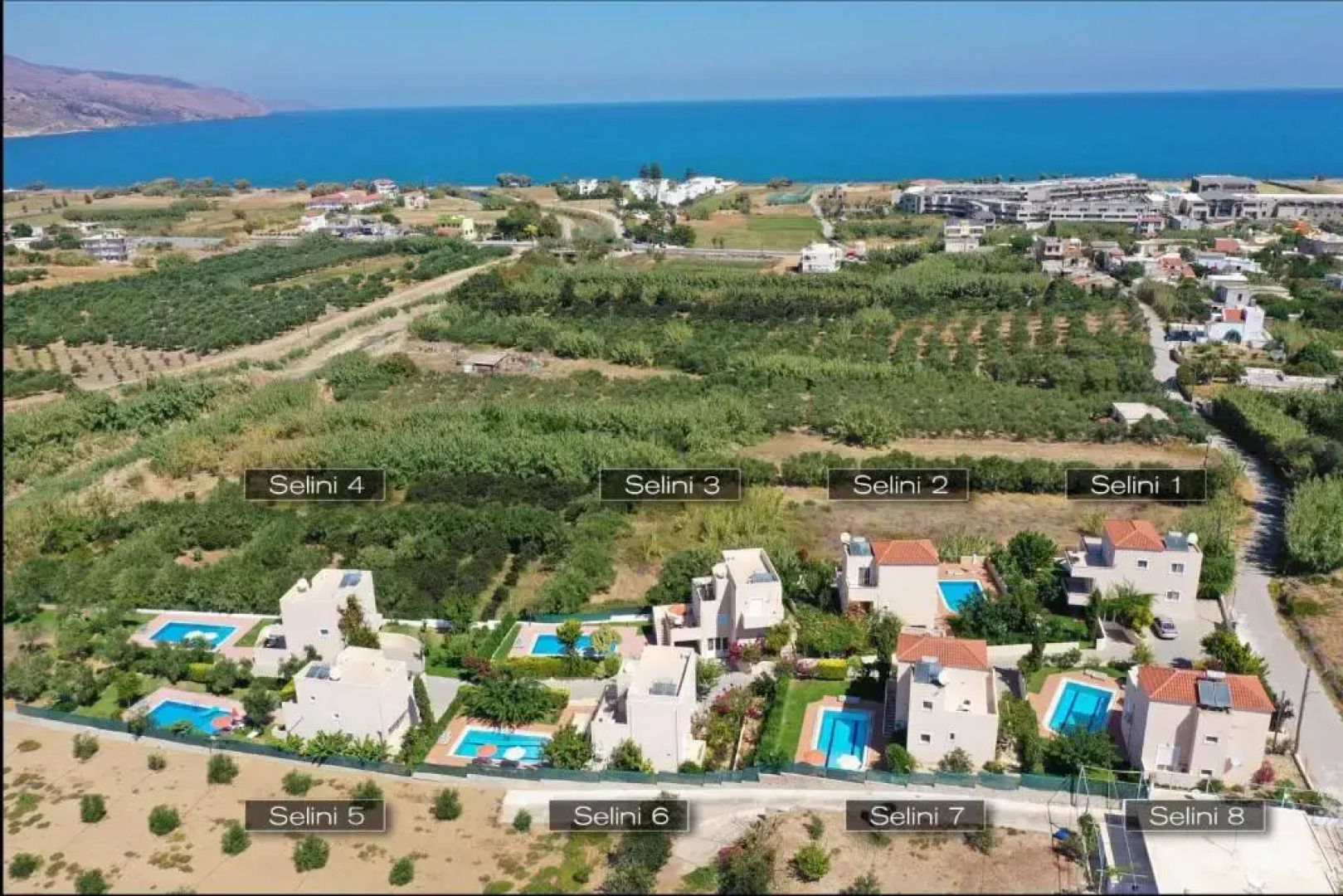 Selini Villas with private pool 10 minutes walking from the beach