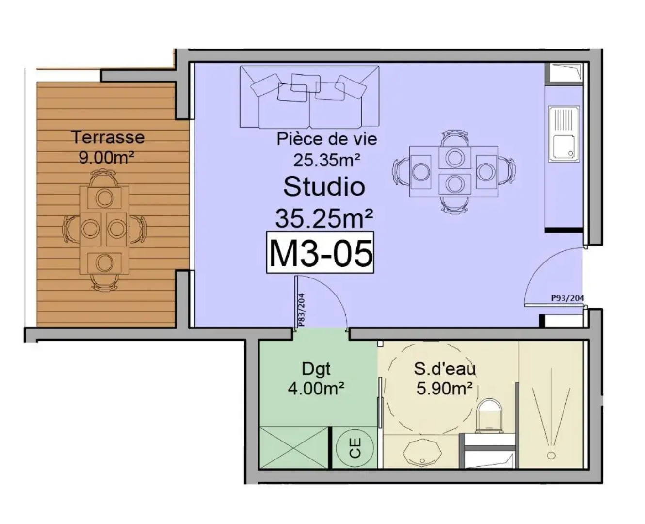 Studio T1 bis vue mer Propriano