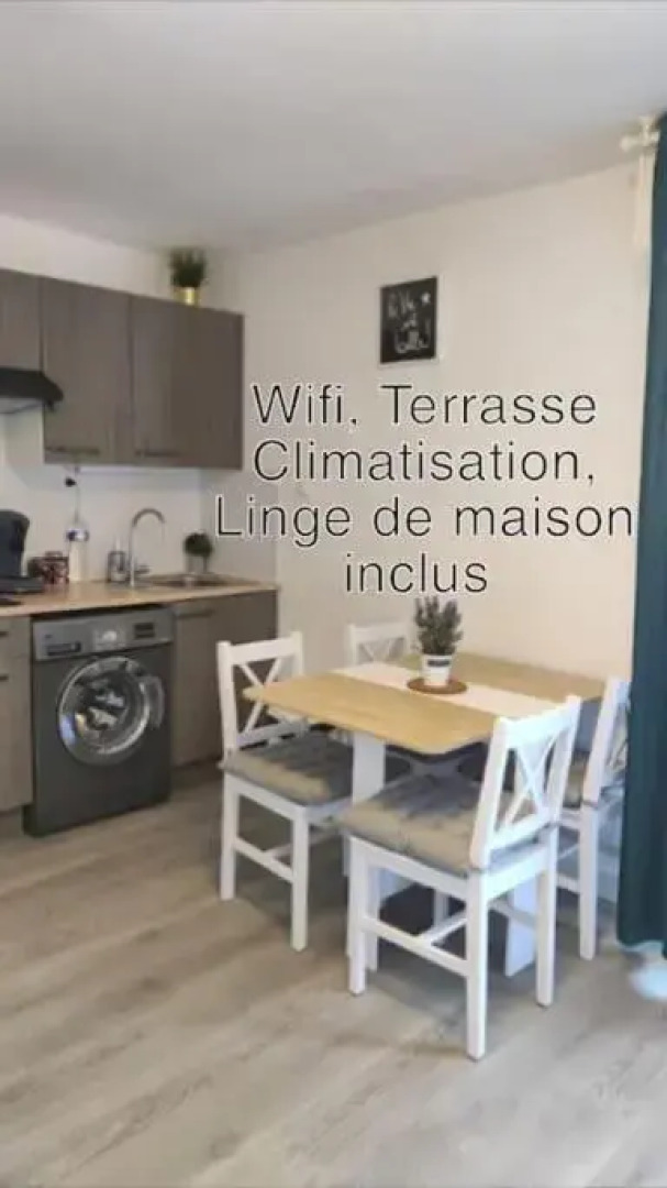 Charmant studio climatisé 24 m2 terrasse à 100m de la plage