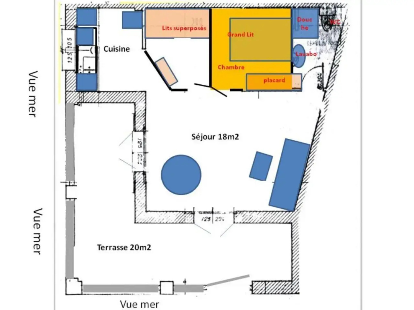 Vue mer panoramique plage 30m. Porticcio