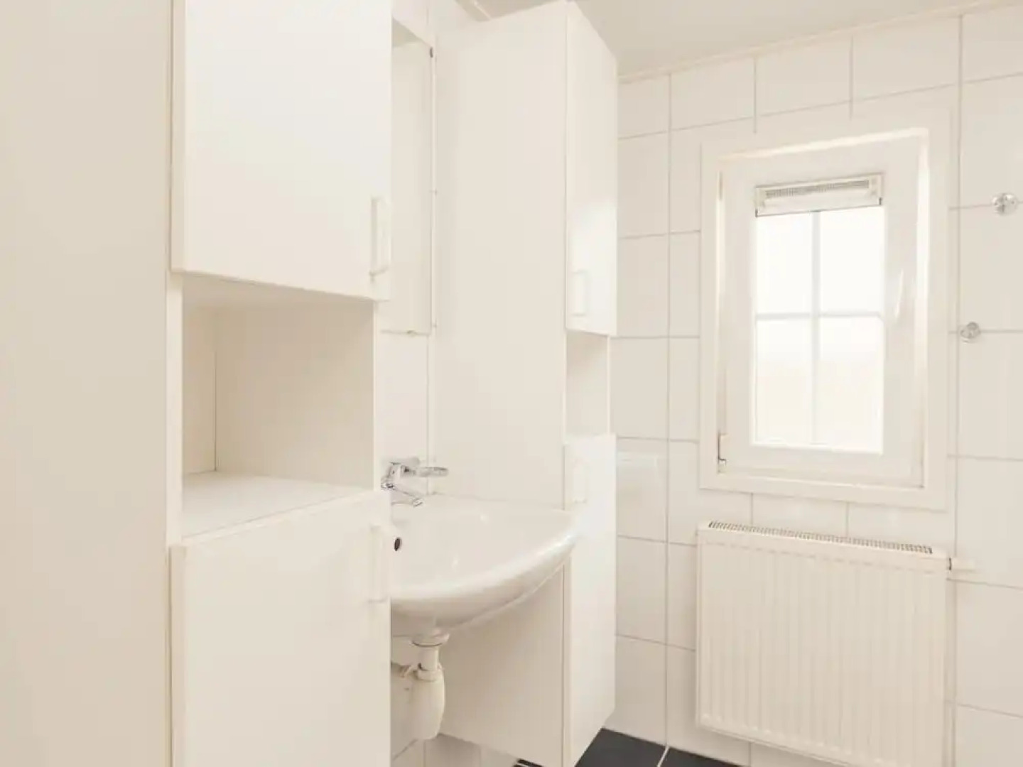 Comfy chalet with a dishwasher, directly on a pond