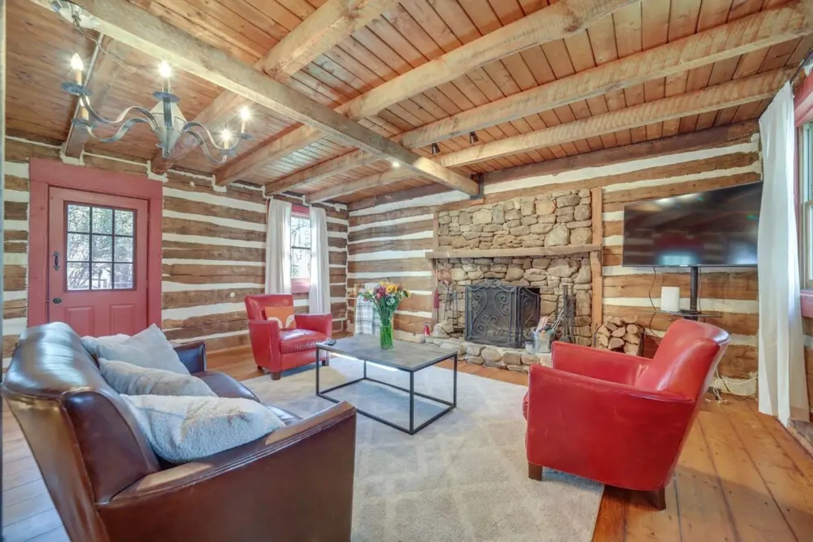 Restored Candler Log Cabin w/ Private Office!