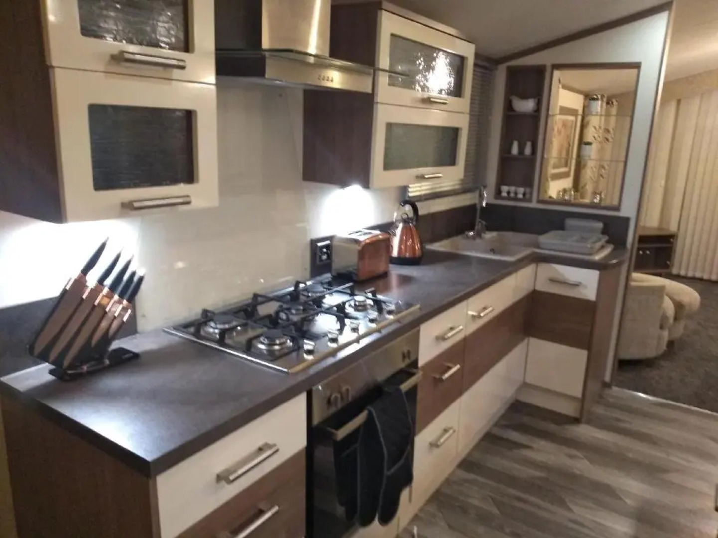 E3 is a 2 Bedroom 6 berth Lodge on Whitehouse Leisure Park in Towyn near Rhyl with Free WiFi, decking and private parking space