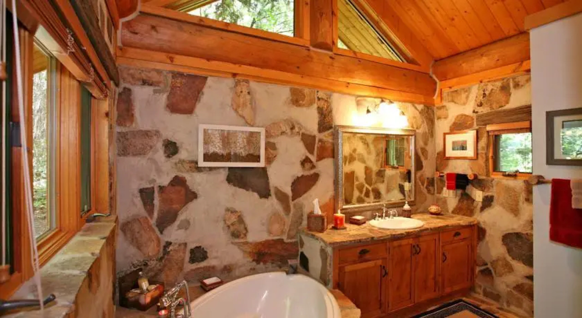 Red Roof On The River by Stewart Mountain Lodging