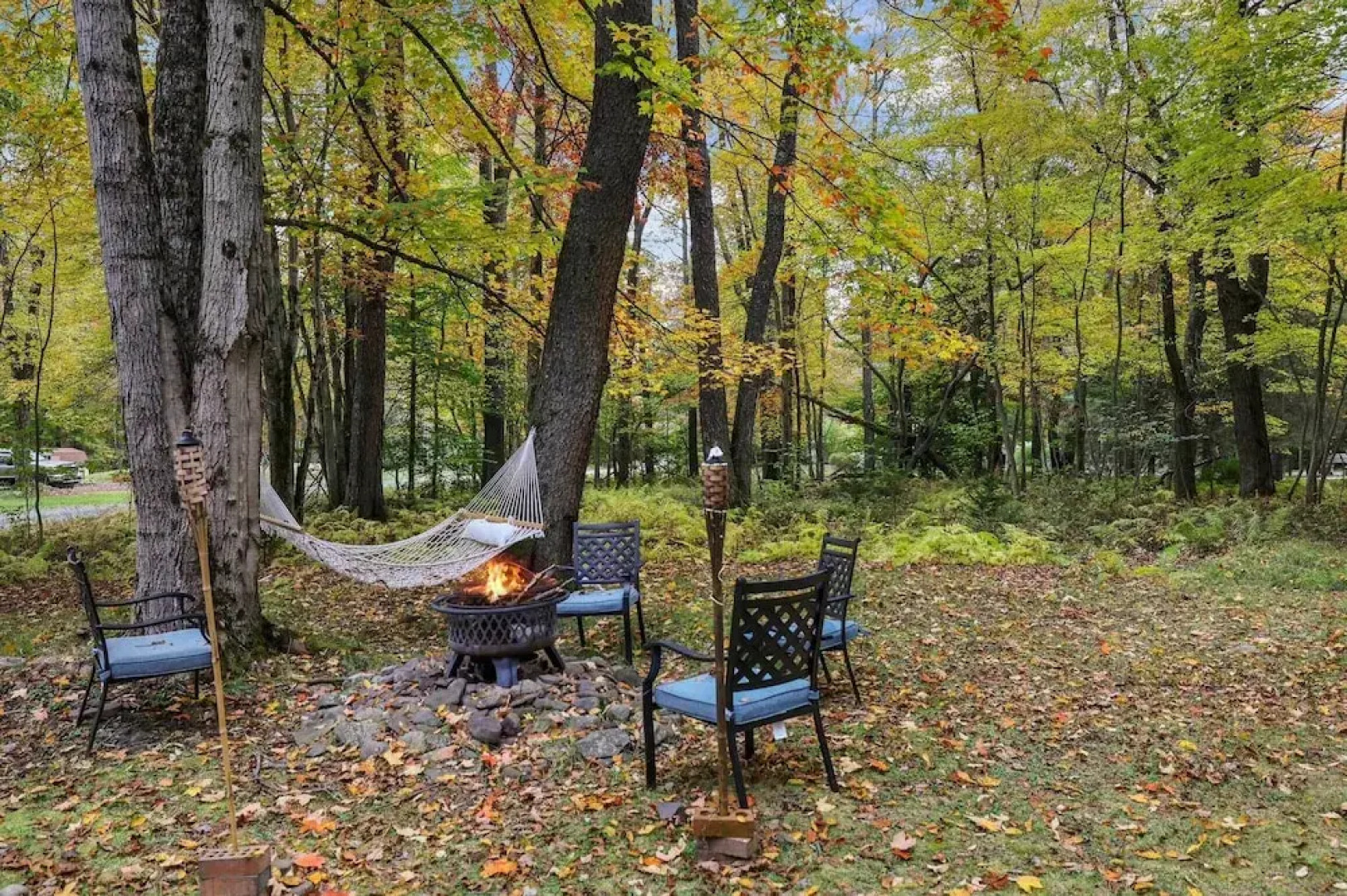 Game Room & Fire Pit: Tree-lined Pocono Lake Cabin