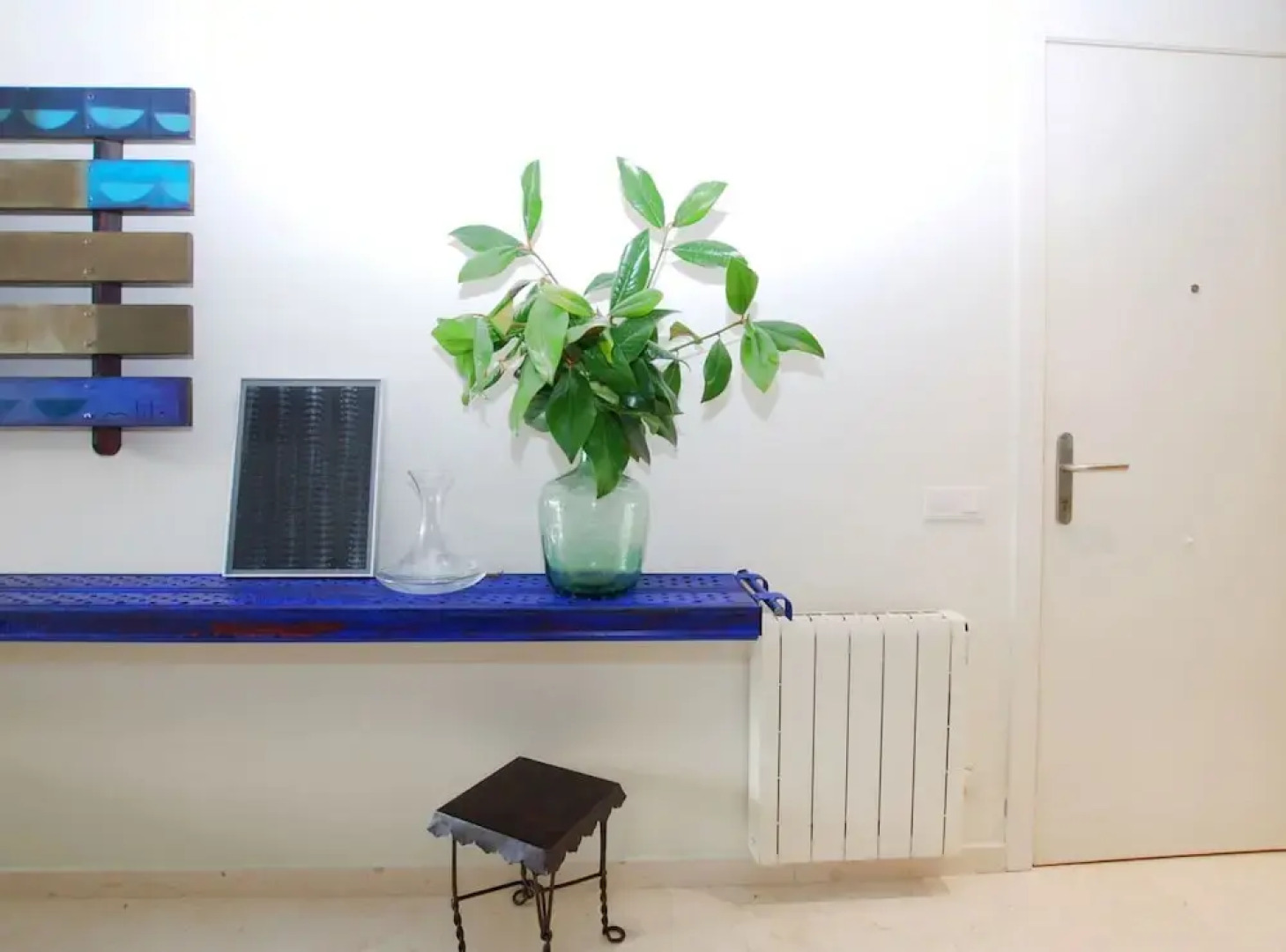 Blue fridge apartment