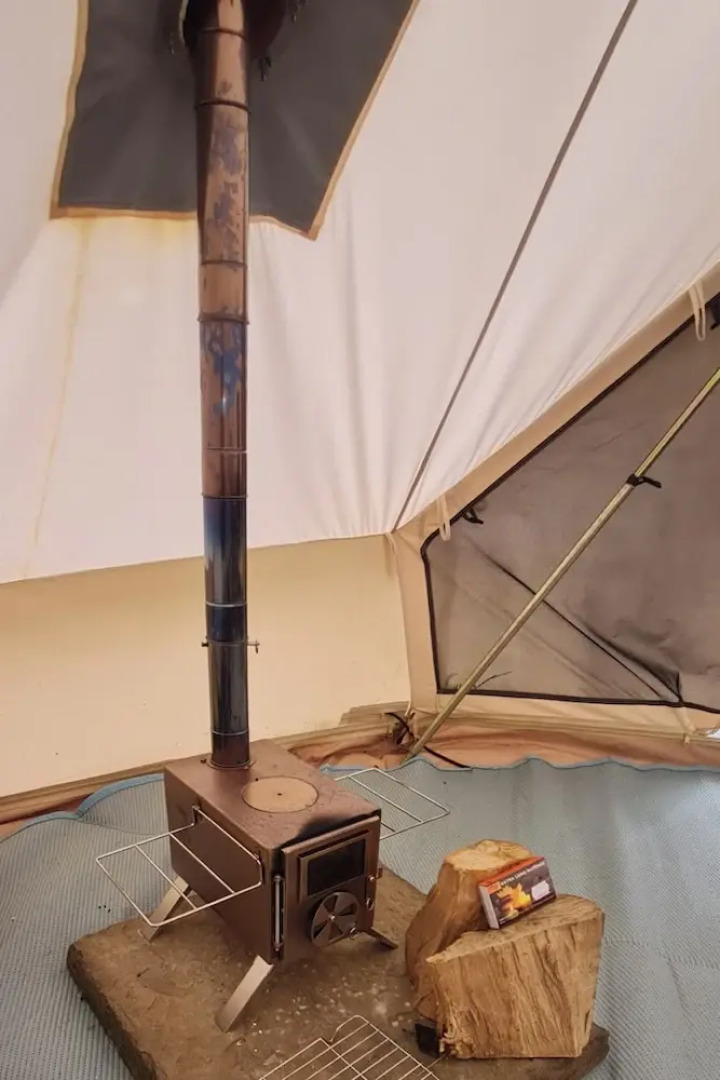 Dog Friendly Cozy Bell Tent With Log Burner