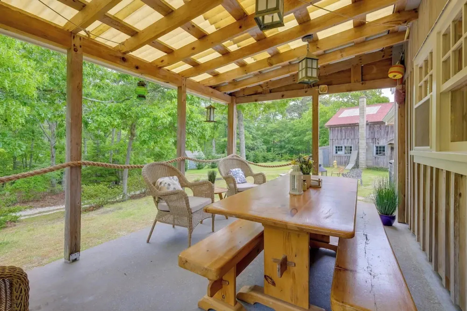 Yard & Fire Pit: Unique Cape Cod Home in Brewster