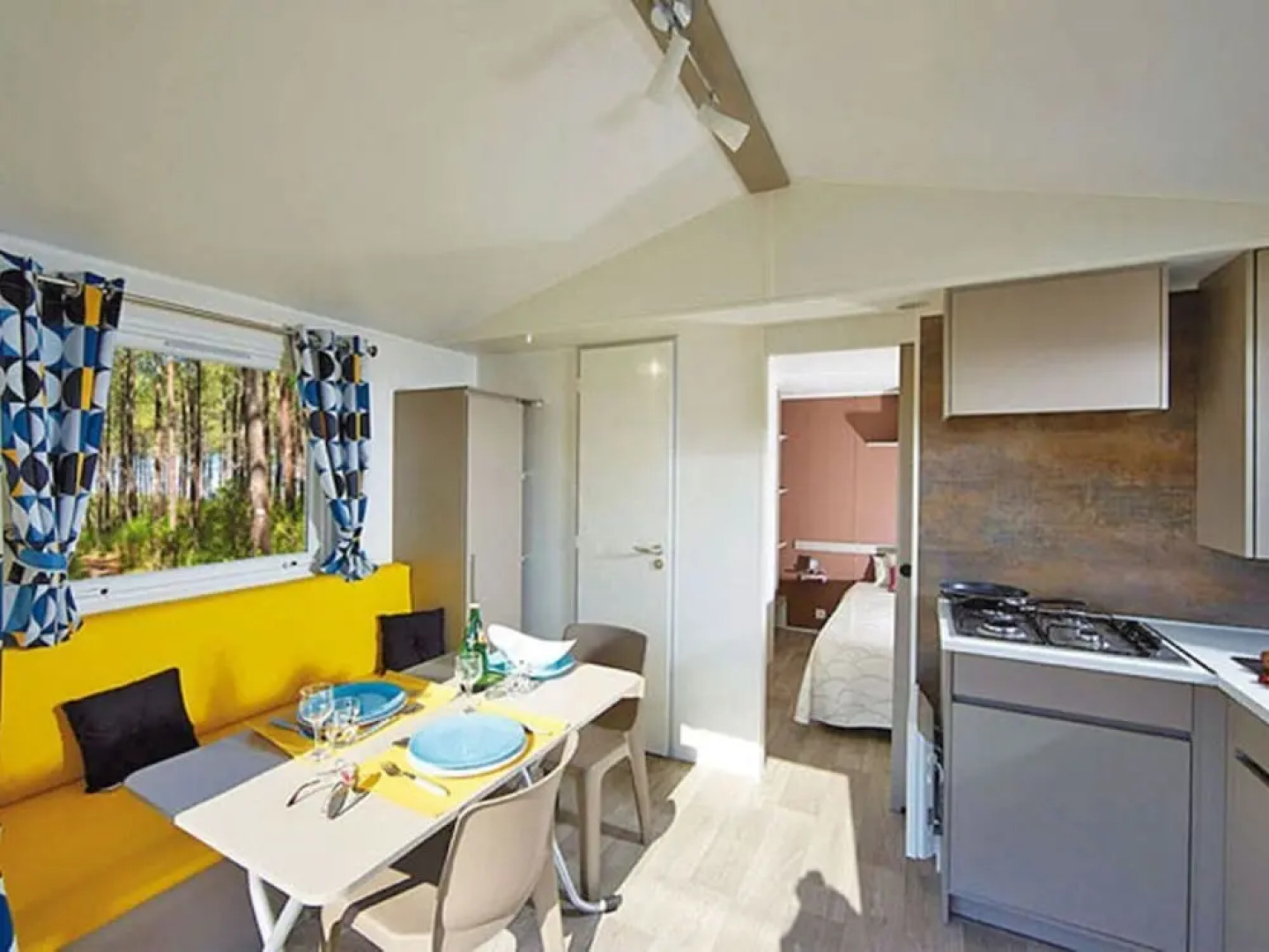 Cozy Mobile Home With Covered Terrace on a Luxury Campsite