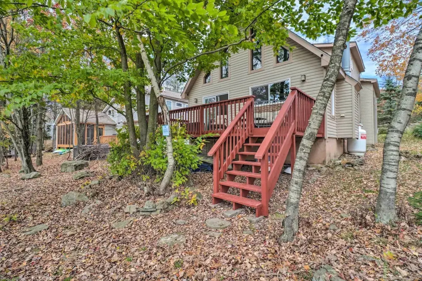 Walk to Beach: Lakefront Pocono Escape w/ Fire Pit