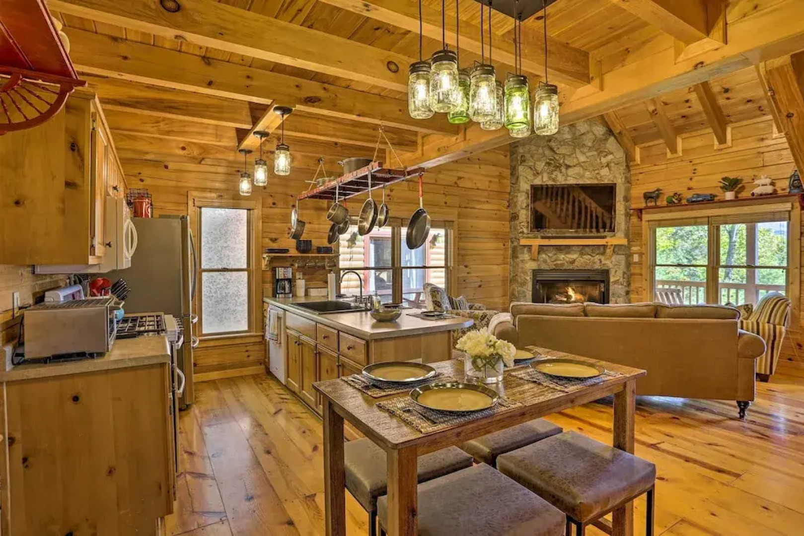 Lovely Log Cabin + Bunkhouse w/ Views & Yard!