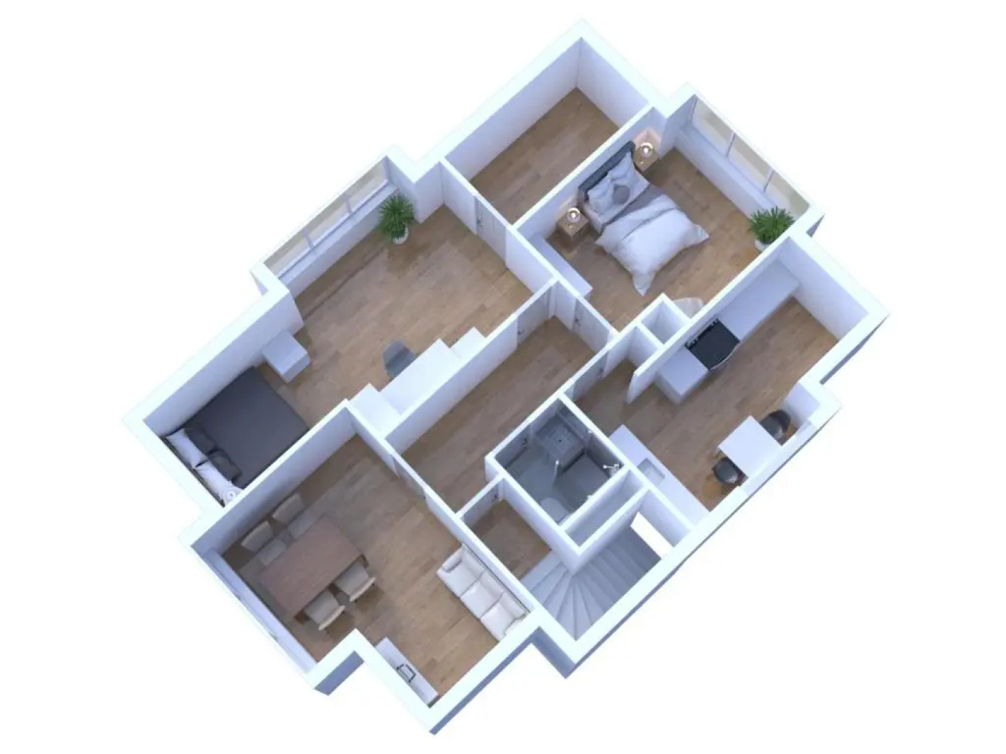 Schönes City-Apartment mit 2 Schlafzimmer, Parkplatz, ruhig und hell, D46-DG