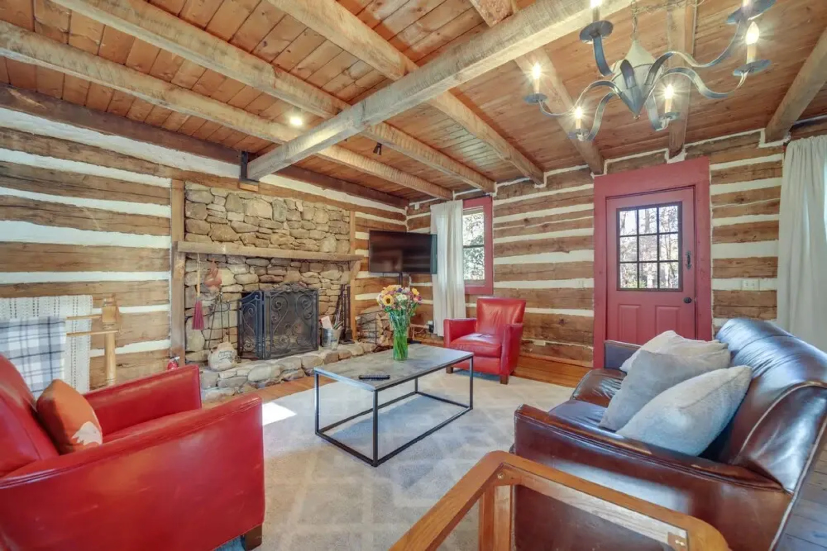 Restored Candler Log Cabin w/ Private Office!