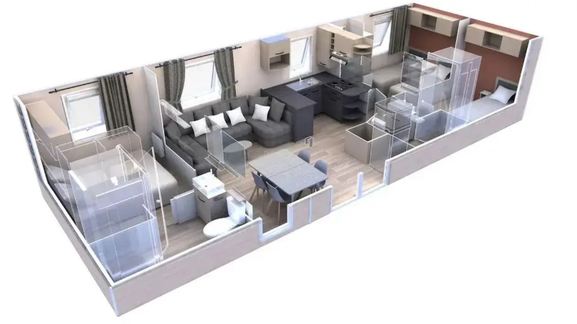 Mobil home 3 chambres 2 salles de bains au camping 4 étoiles MH276 aux charmettes
