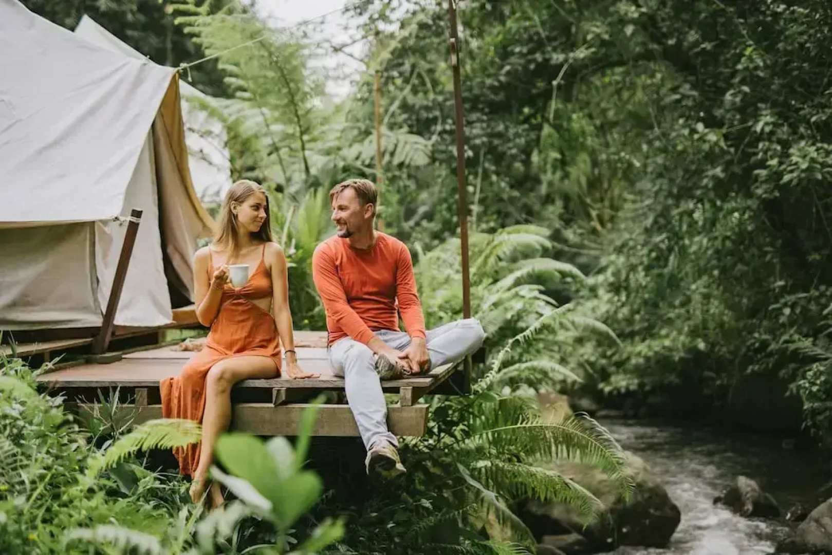 Glamping tent near the waterfall