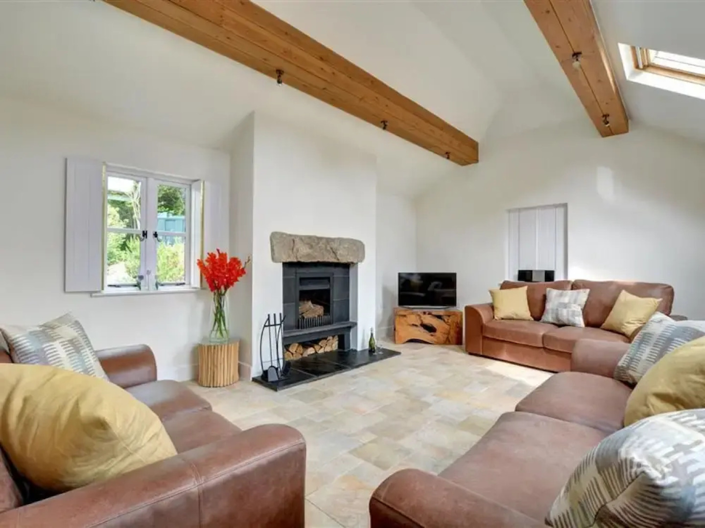 Spacious Natural Stone Holiday Home With Wooden Beams and Authentic Open Fireplace