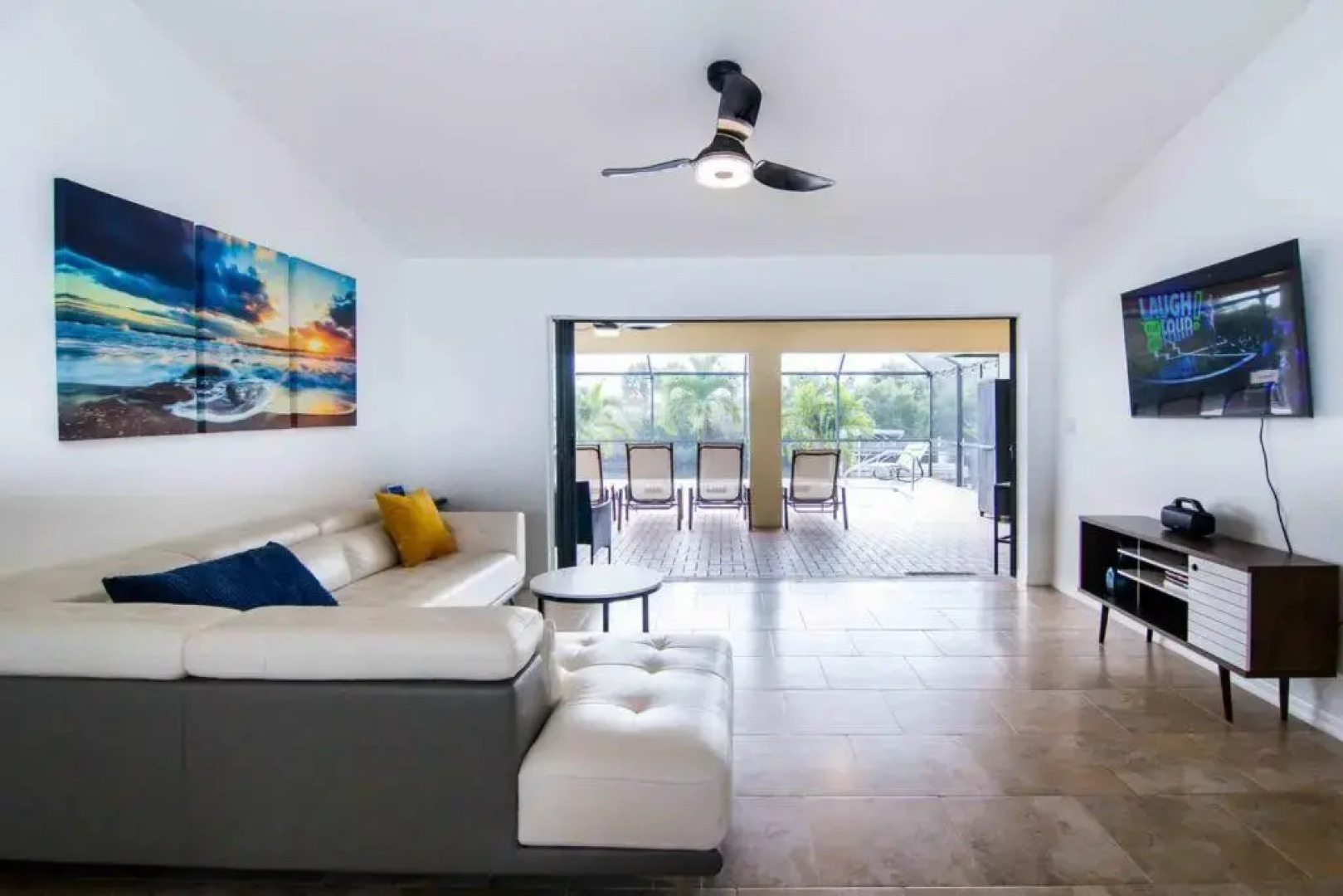 Waterfront House with a Boat and Heated Pool