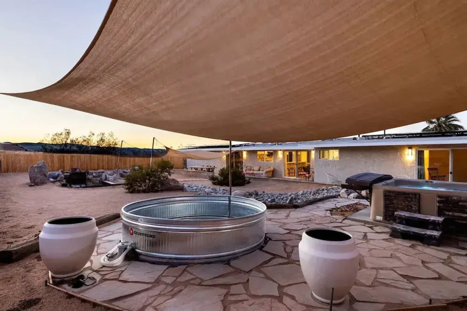 Stargaze Soak Hot Tub Fireplace Desert Views