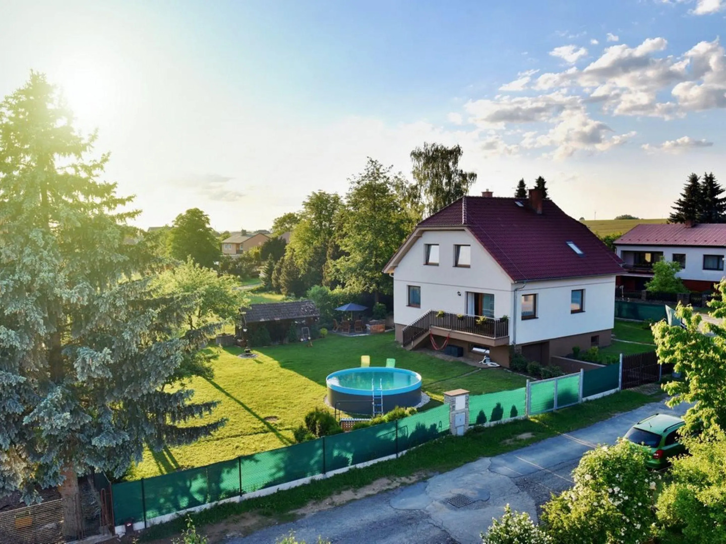 Detached villa in South Bohemia with outdoor pool in the fenced garden