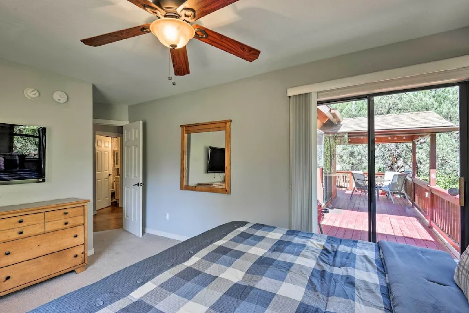 Fire Pit & Furnished Deck: Modern Munds Park Cabin