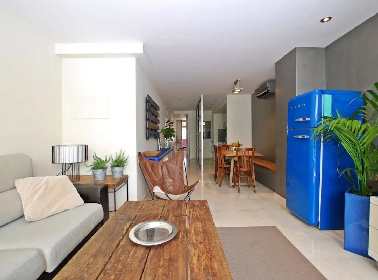 Blue fridge apartment