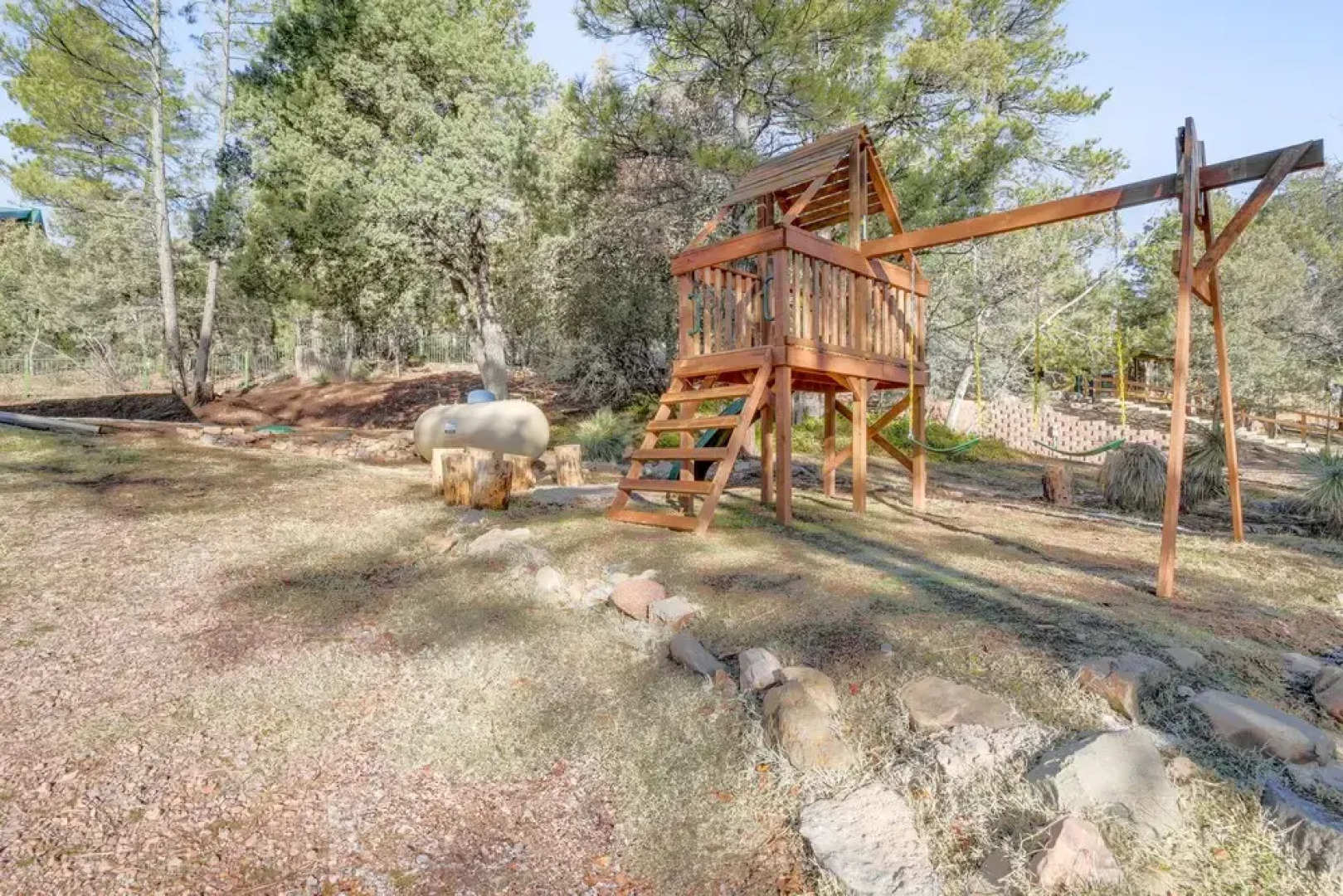 Mtn Views + Playground: Family-friendly Pine Cabin