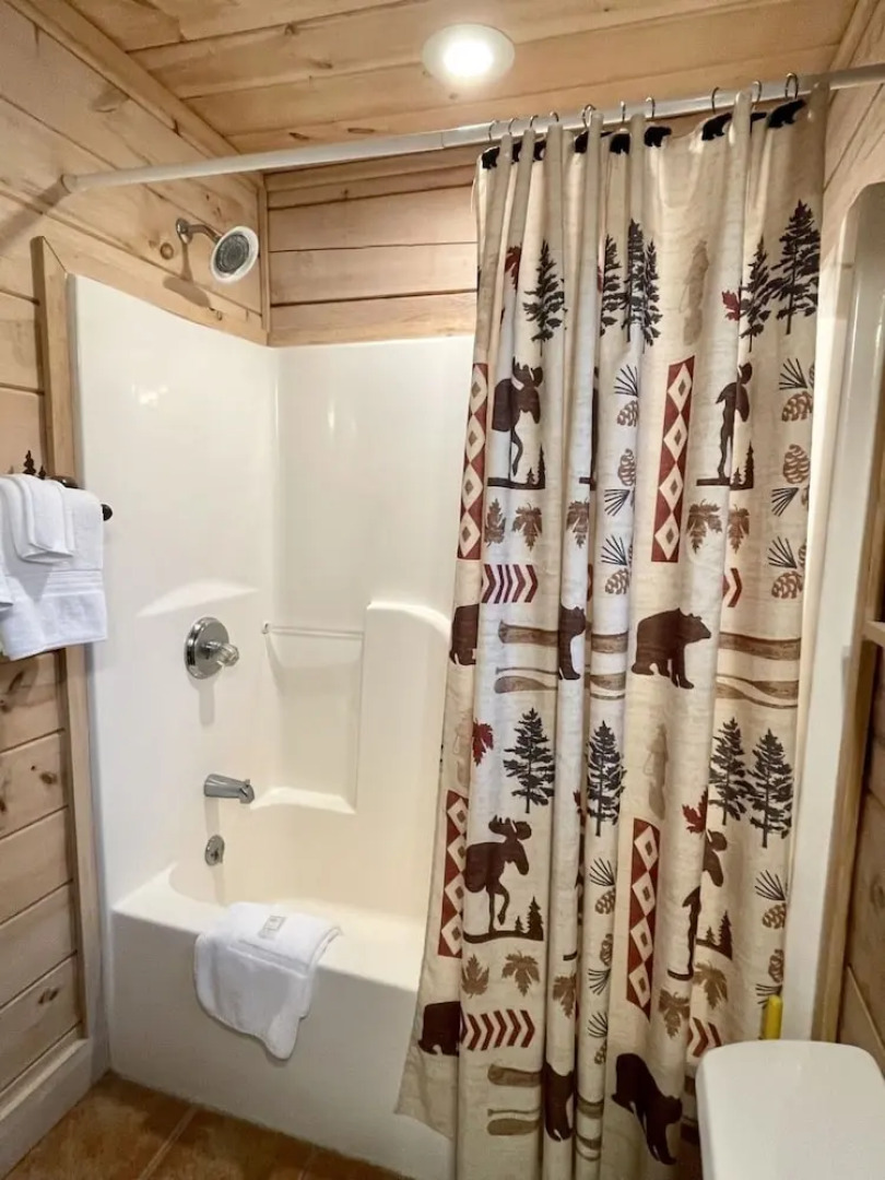 Perfectly private! Hot tub, king sized bed, grill, washer/dryer, and motorcycle friendly! Studio Cabin by RedAwning