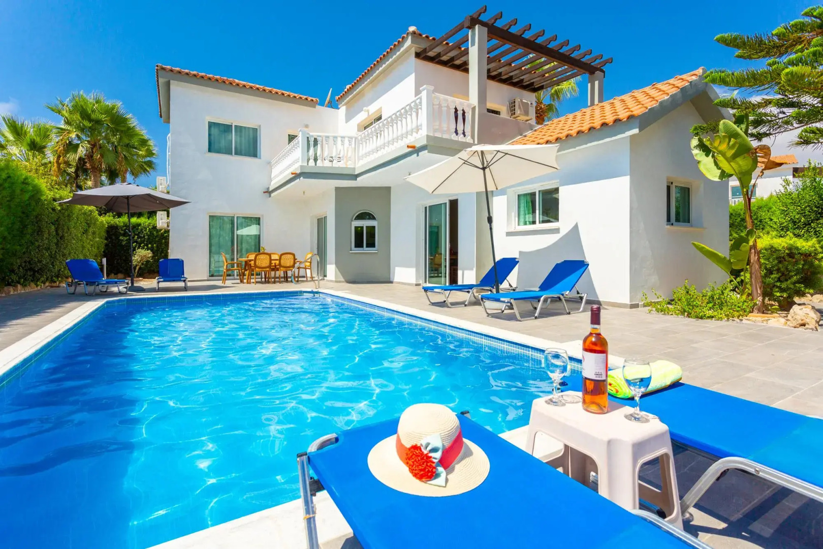 Villa Zenon Large Private Pool Walk to Beach Sea Views A C Wifi Car Not Required - 2222