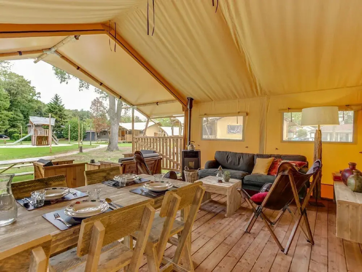 Tent Lodge With Sanitary Facilities at the Bedafse Bergen - Campsite