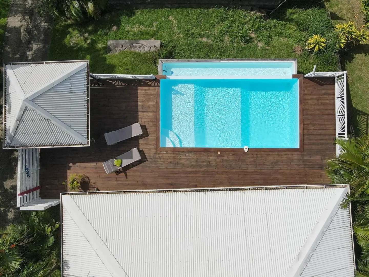 Villa Palmier rouge : 3 ch, piscine à débordement, vue mer et végétation