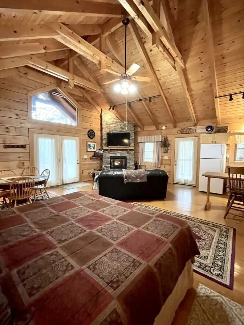 Romantic, pet friendly cabin with private hot tub, washer/dryer and full kitchen Studio Cabin by RedAwning