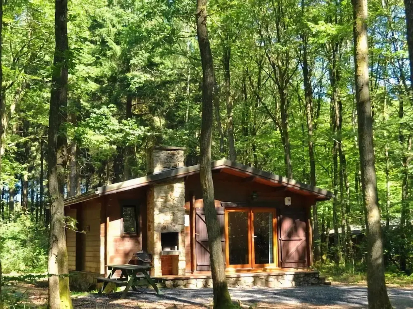 Cozy, Wooden Chalet With a Microwave, Located in a Forest
