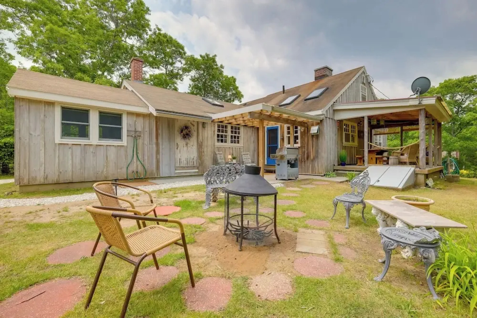 Yard & Fire Pit: Unique Cape Cod Home in Brewster