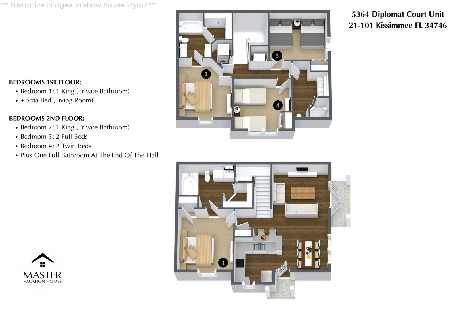 3 Bedrooms / 3 Bathrooms / Lucaya Village (21-101), Kissimmee, US