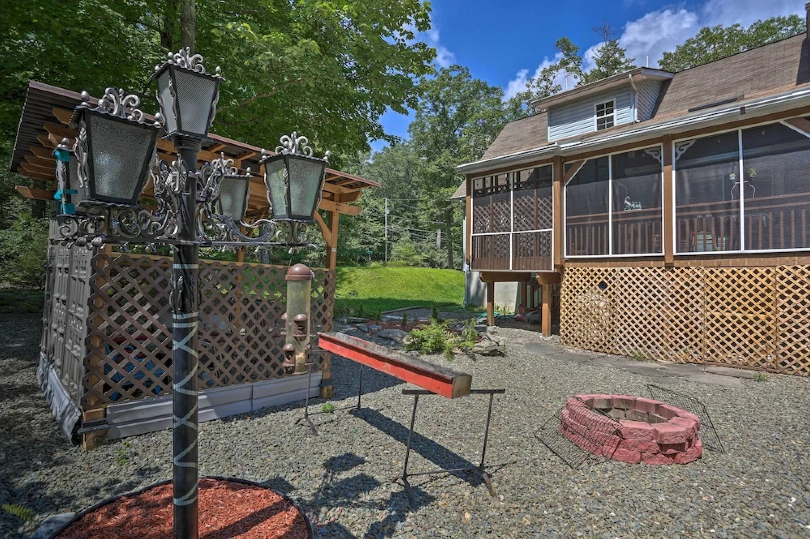 Home w/ Hot Tub, Fire Pit, Koi Pond: Walk to Lake!