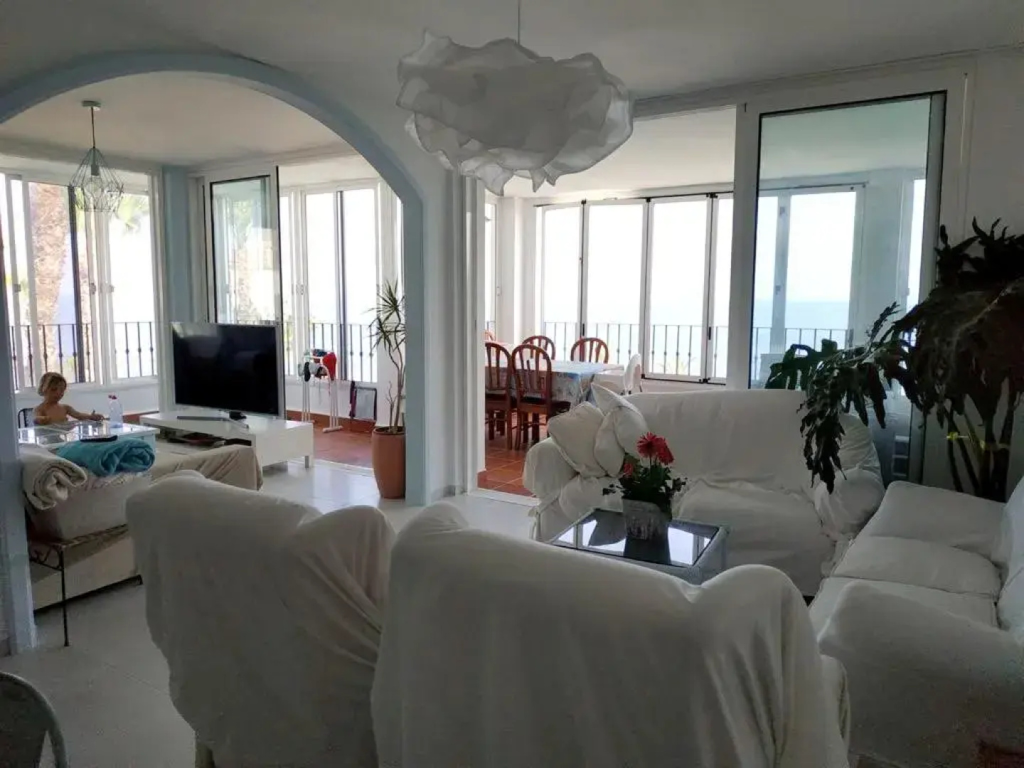 House with 3 bedrooms in Roquetas de Mar with wonderful sea view shared pool furnished terrace 75 m from the beach