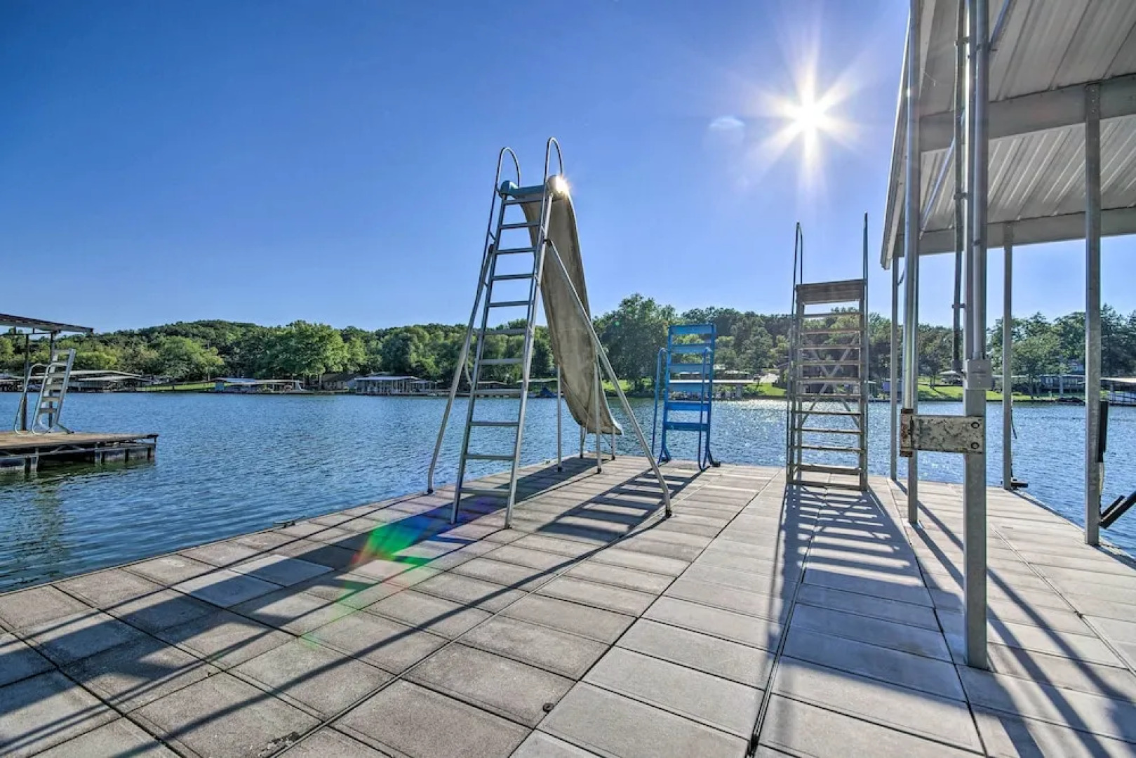 Boat Dock + Slides: Lakefront Gravois Mills Home
