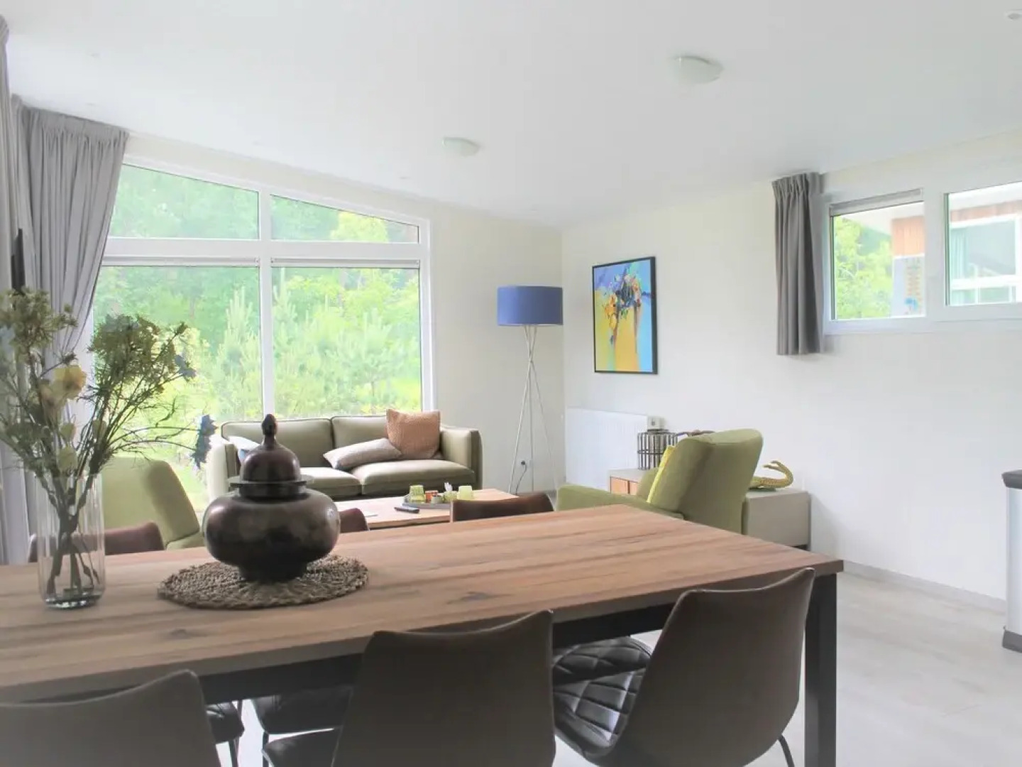 Modern chalet with a dishwasher, near a pond