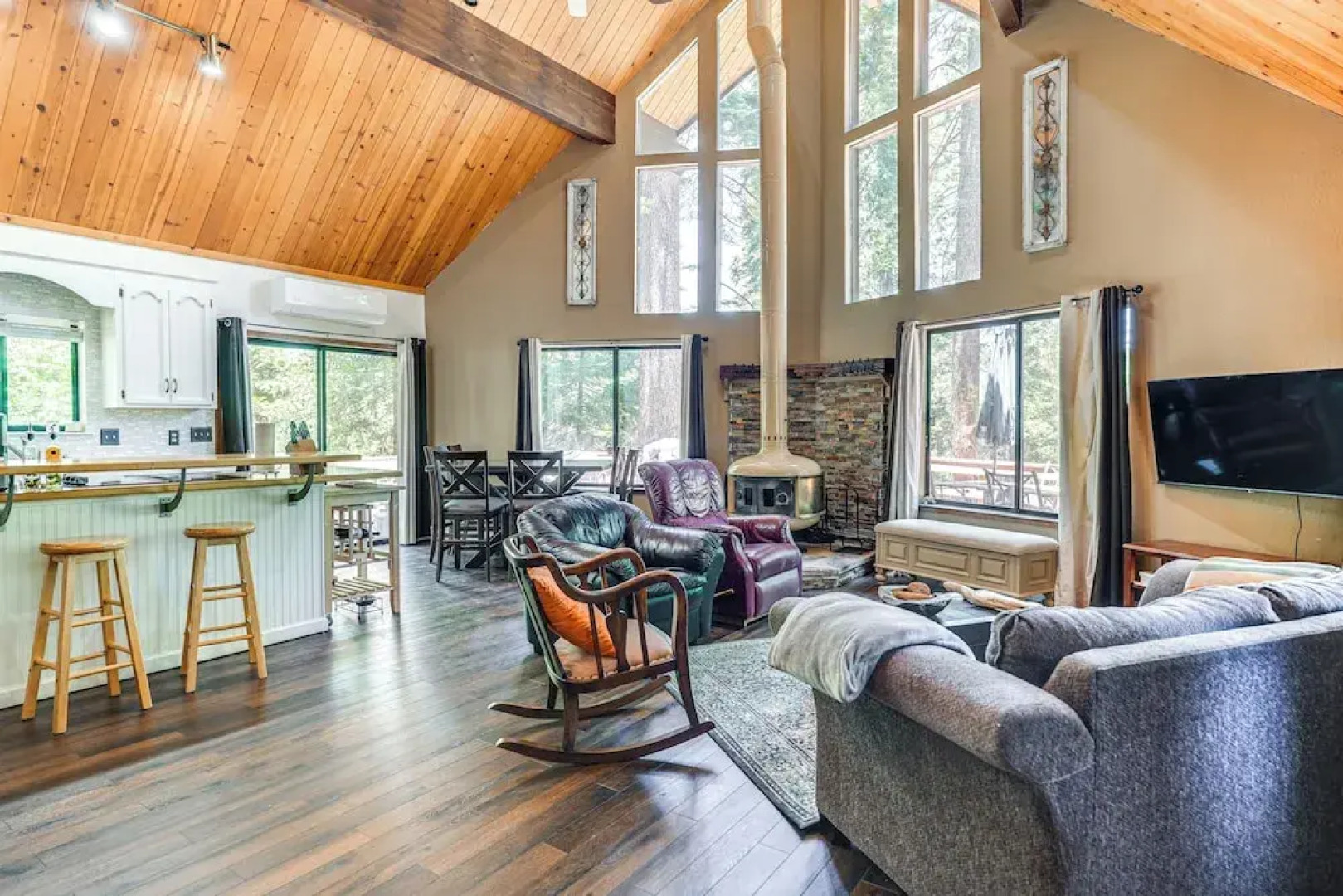 Cabin Getaway Near Big Trees Park: Game Room, Deck