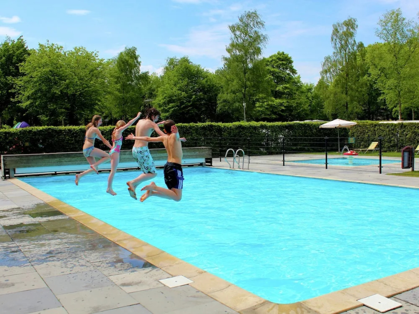 Cozy decorated house with fireplace, surrounded by forest