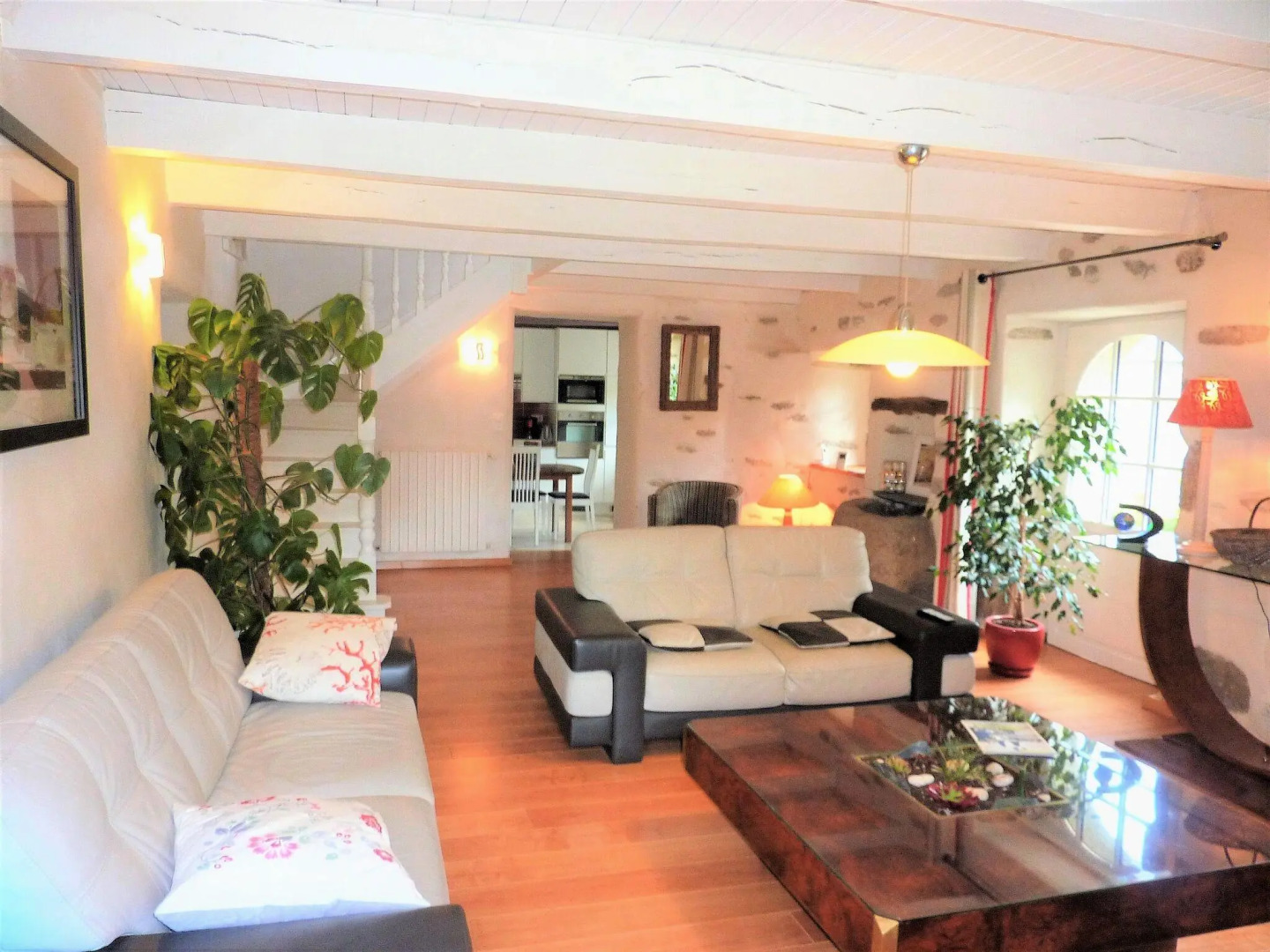 17th century Breton cottage with modern interior on the edge of a forest.