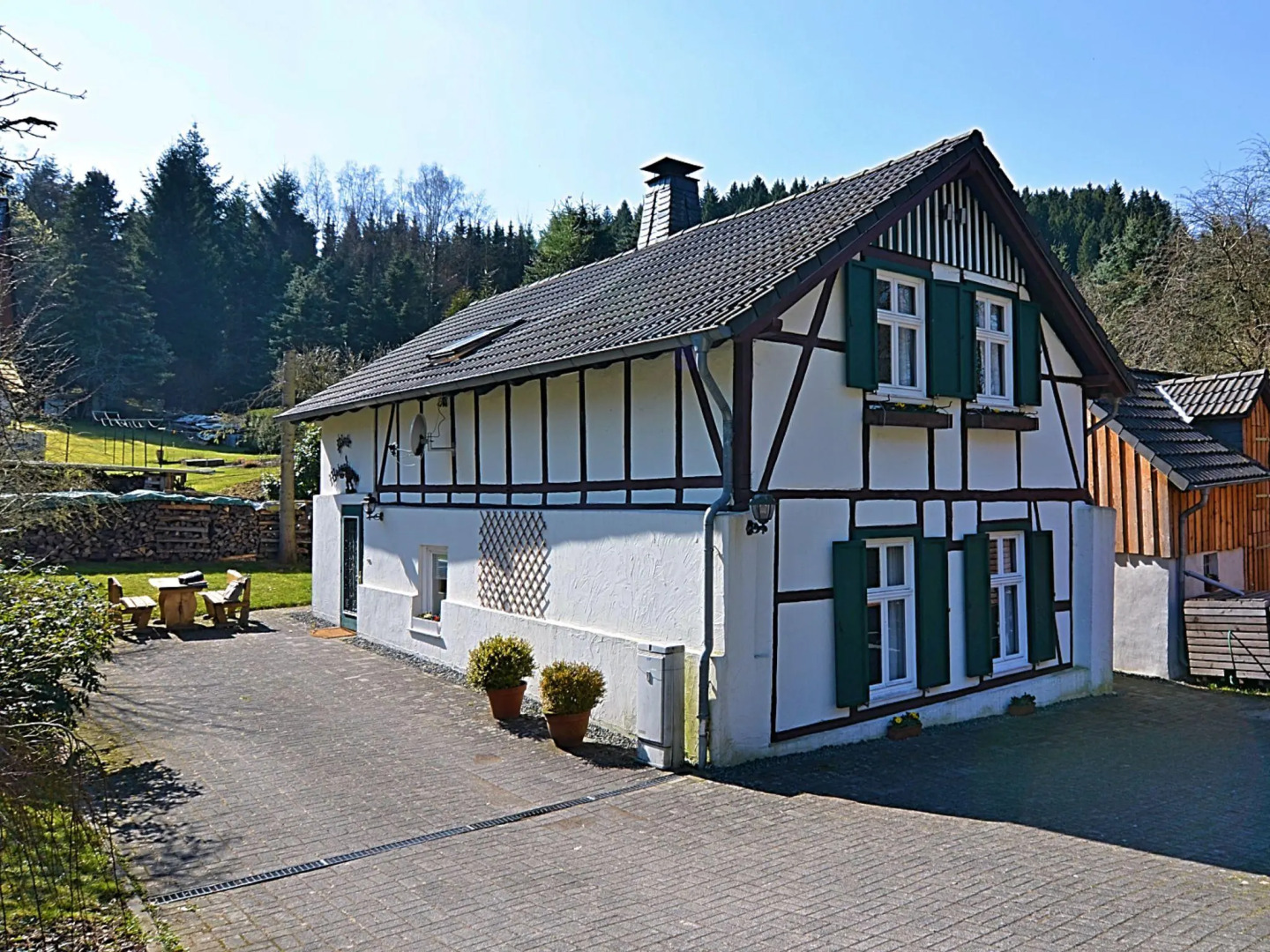 Gorgeous timbered farmhouse in the Sauerland with garden, fireplace and bar
