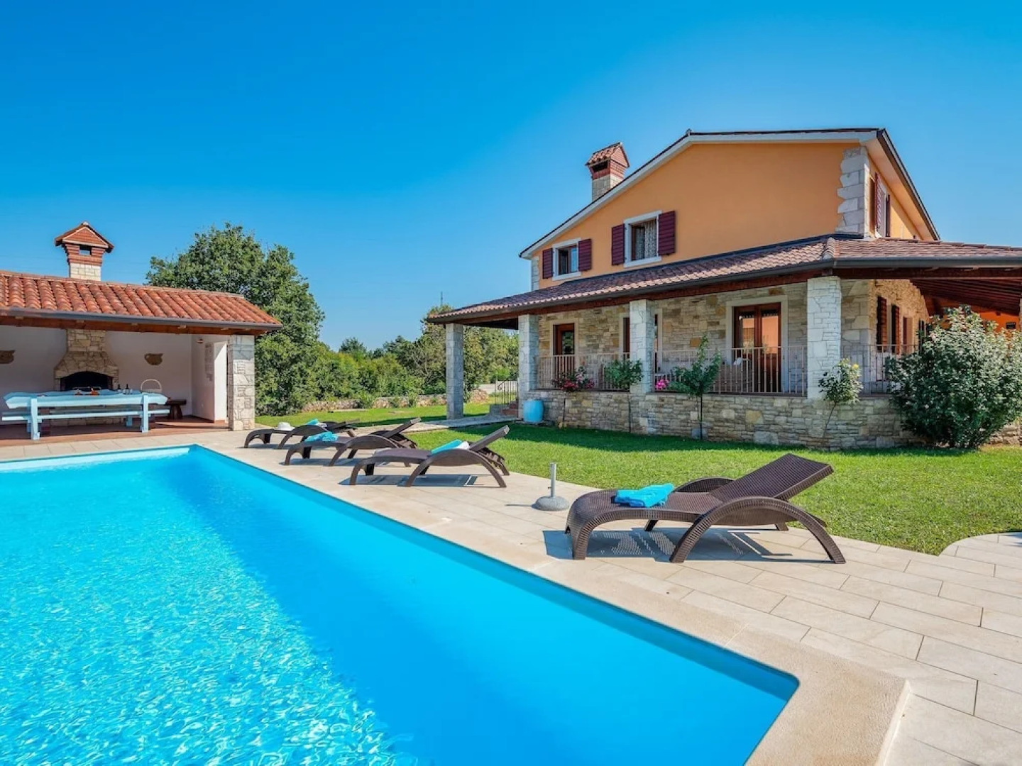 Rustically Furnished Villa With Swimming Pool and Spacious Yard Near Labin