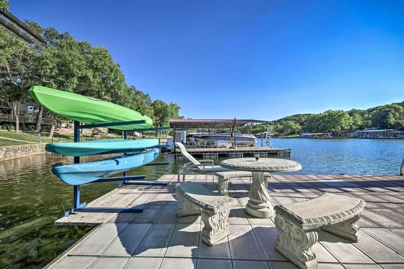 Boat Dock + Slides: Lakefront Gravois Mills Home