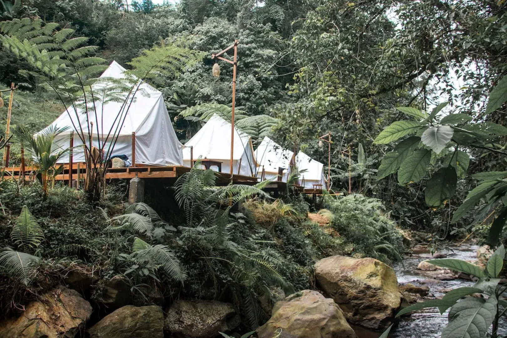 Glamping tent near the waterfall