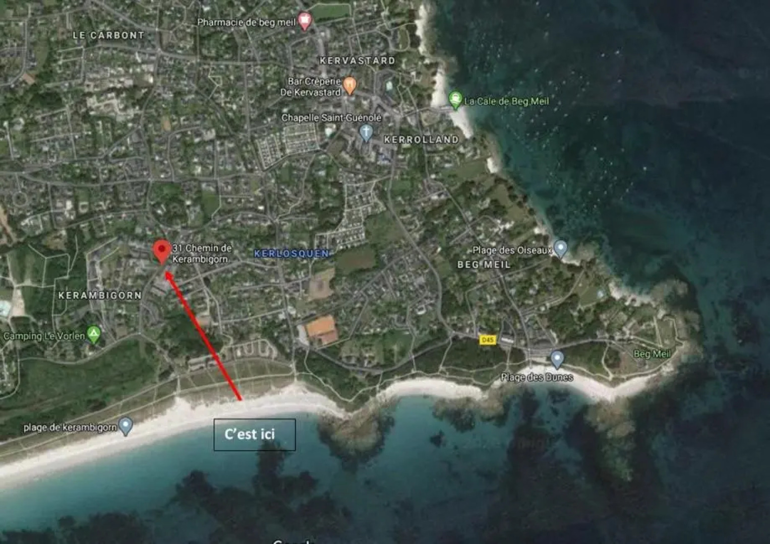 Beg Meil 200 m plage et sentiers T2 avec balcon