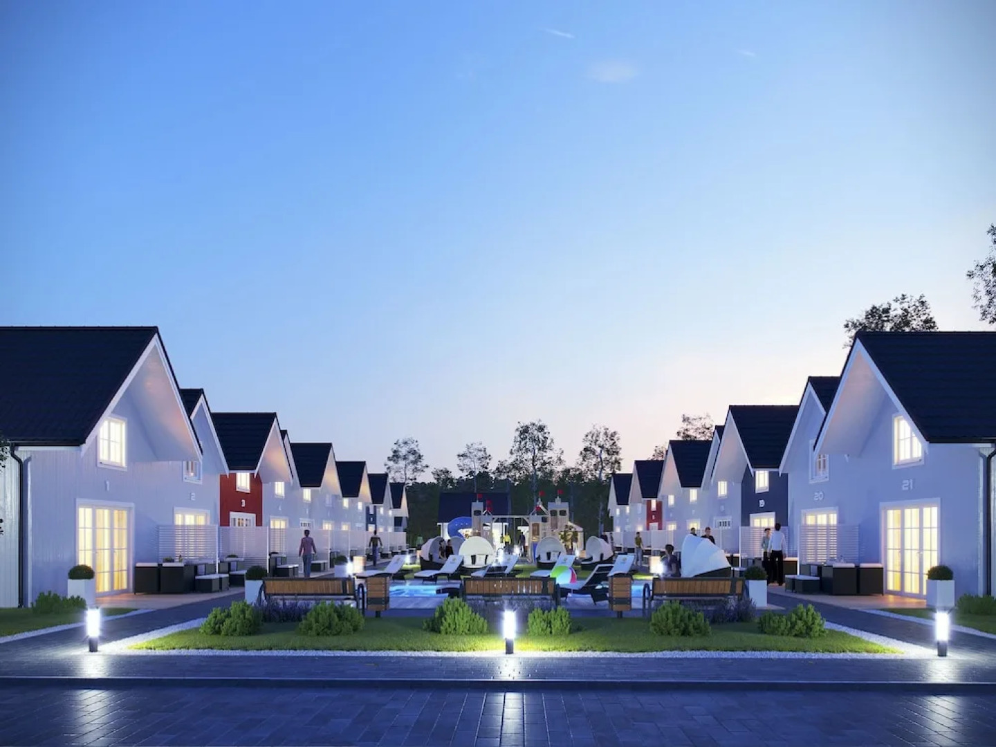 Sunny Cottages in Mielno. Large Area, Swimming Pool, Playground, Animations